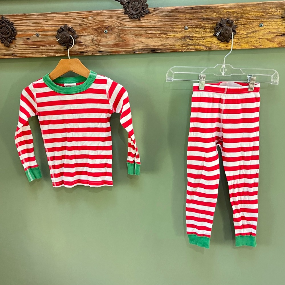 Hanna Andersson Kids Red White Striped Organic Cotton Pajamas Set Size 100 US 4